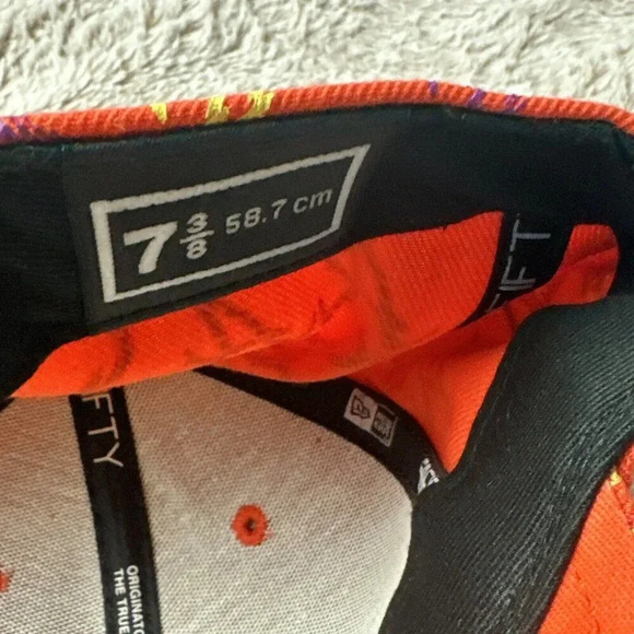 Atlanta Braves Hat New Era 59Fifty All Over Print Baseball Cap Orange 7 3/8 New - Picture 11 of 16